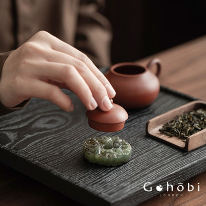 Gohobi Antique Style Jade Pendant – Pixiu and Ruyi Tea Ceremony Decorative Pendant