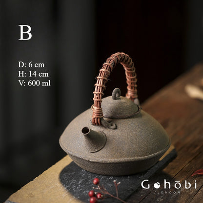 Gohobi Purple Sand Japanese-Style Teapot – Charcoal Stove Aesthetic Kung Fu Tea Brewer (600ml)