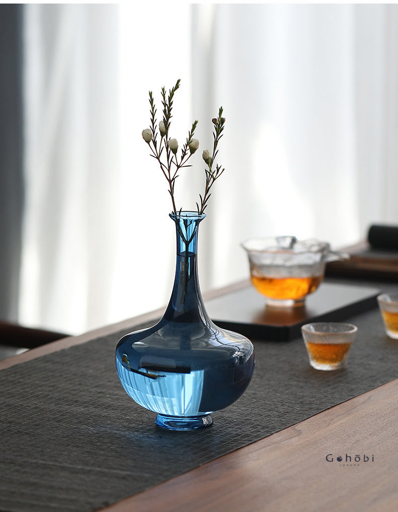 Gohobi Classic Large Blue Glass Vase