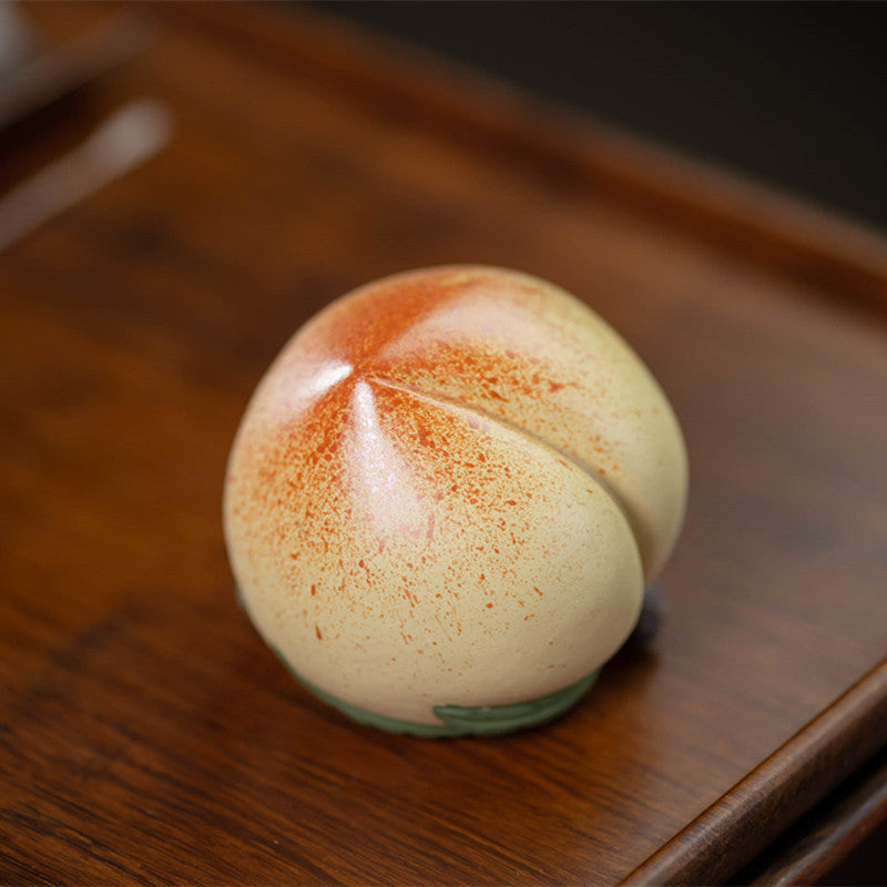 Gohobi Handmade Ceramic YiXing Clay Large Peach Ornament Tea pet