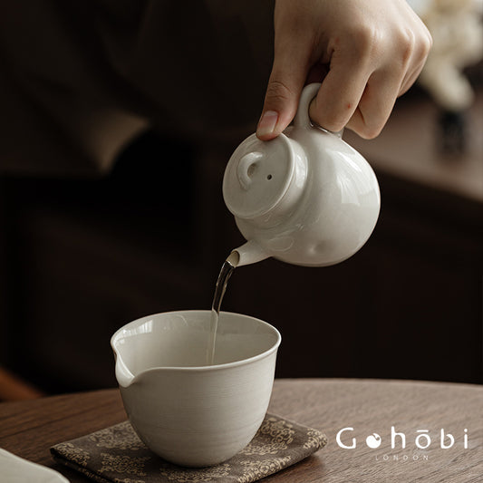 Gohobi Wood Ash Glaze Vessel Teapot – Handmade Ceramic Gongfu Tea Pot with Ball Filter