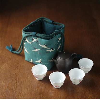 Gohobi Birds Mountains Rivers Teaware Storage Travel Bag