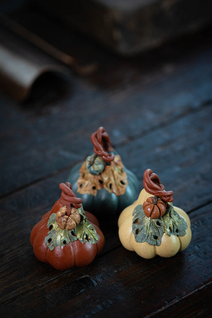 Gohobi Handmade Ceramic YiXing Clay Colourful Pumpkin Ornament Tea pet