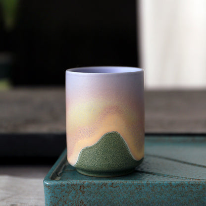 Gohobi Ceramic Japanese Style Green Pink Tea Cup Yunomi