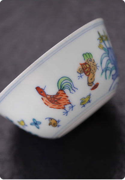[Gohobi Gallery] Jingdezhen official ceramic hand-painted Chicken Gaiwan and Cup Set