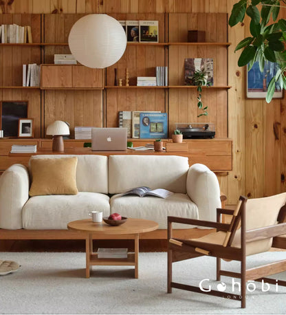 Gohobi Nordic Solid Wood Fabric Sofa – Handmade Double Sofa for Living Room or Small Apartment | FSC Certified Furniture