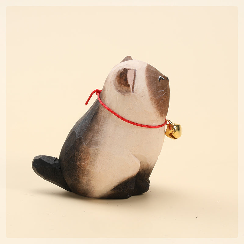 Gohobi Handcrafted  Large Wooden Siamese Cat Ornament