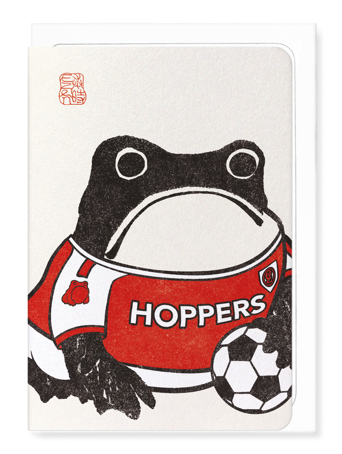 Ezen Designs FOOTBALL EZEN FROG - RED AND WHITE: Greeting Card [Made in the UK]