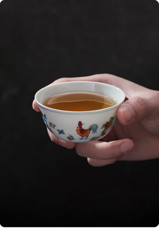 [Gohobi Gallery] Jingdezhen official ceramic hand-painted Chicken Gaiwan and Cup Set