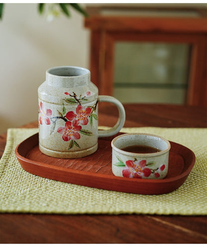 Gohobi Hand-Painted Blue and White Floral Mug with Lid Cup