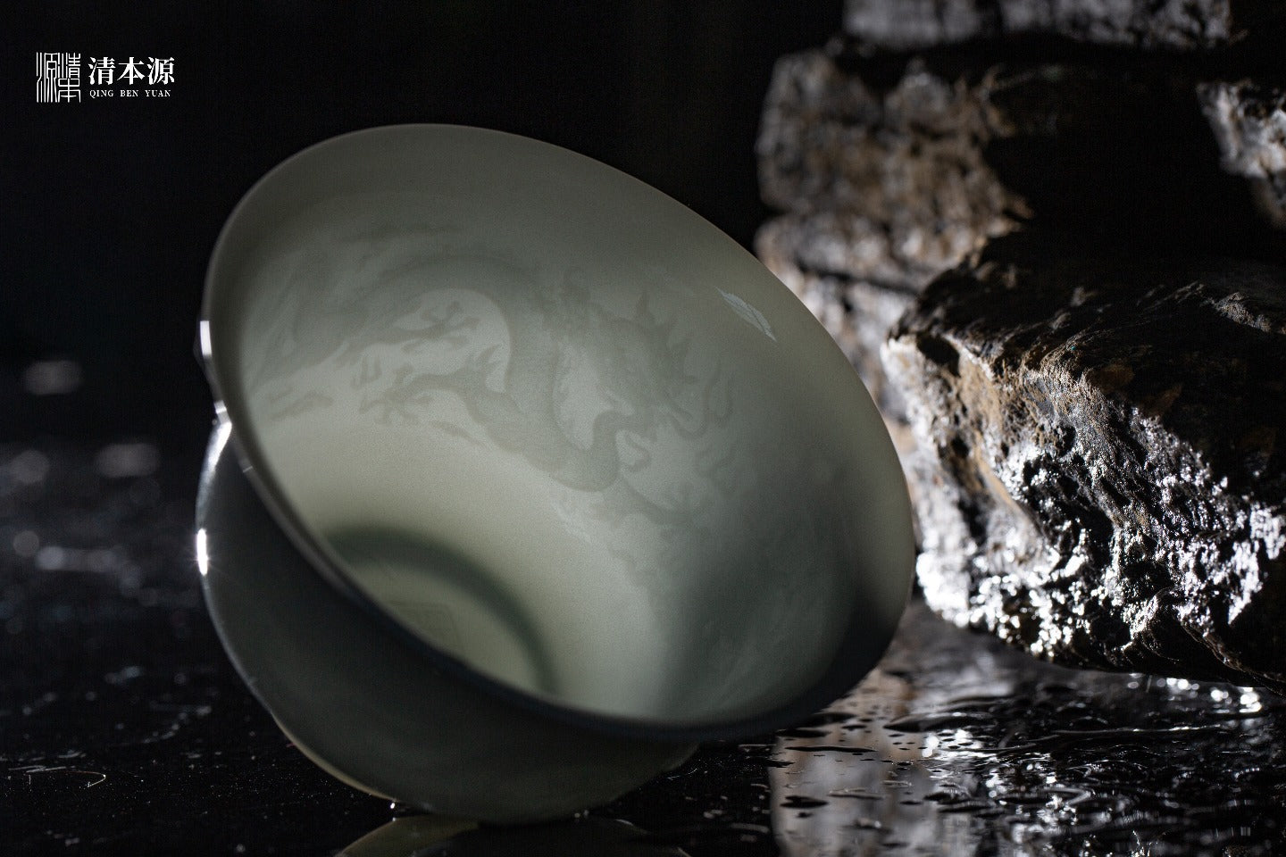 [清本源 x Gohobi Gallery] Inner-Molded Twin Dragons · Sweet White Glazed Gaiwan