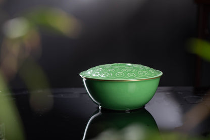 [清本源 x Gohobi Gallery] Inner-Molded Fish, Algae, and Lotus Seed · Green Glaze Lidded ContaineR