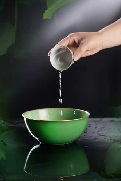 [清本源 x Gohobi Gallery] Inner-Molded Fish, Algae, and Lotus Seed · Green Glaze Lidded ContaineR