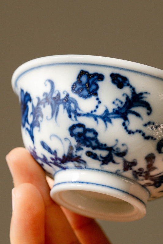 [清本源 x Gohobi Gallery] Blue & White Small Press-Hand Cup with Inner-Impressed Sea & Dragon Motif – “Eternal Generations” Design (70ml)