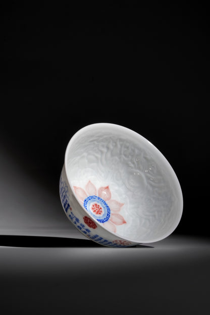 [清本源 x Gohobi Gallery] Thin-Body Inner-Imprinted Makara Dragon Fish Cup with Micro-Calligraphy Heart Sutra – “Full of Joy” Inscription (120ml)