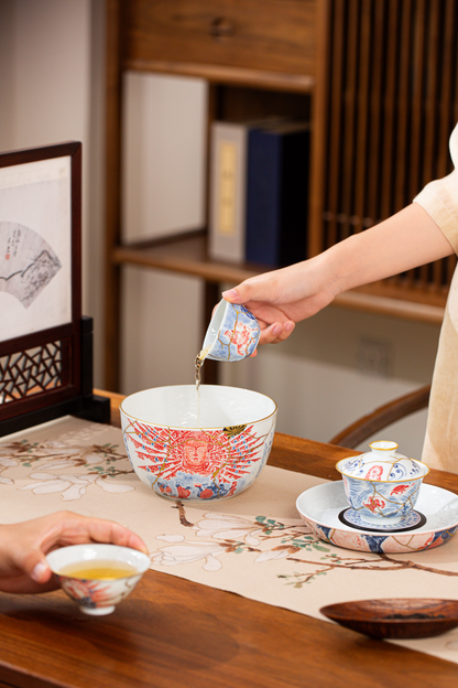 [清本源 x Gohobi Gallery] Bol fabriqué à la main à motif de poisson lotus aux neuf dragons