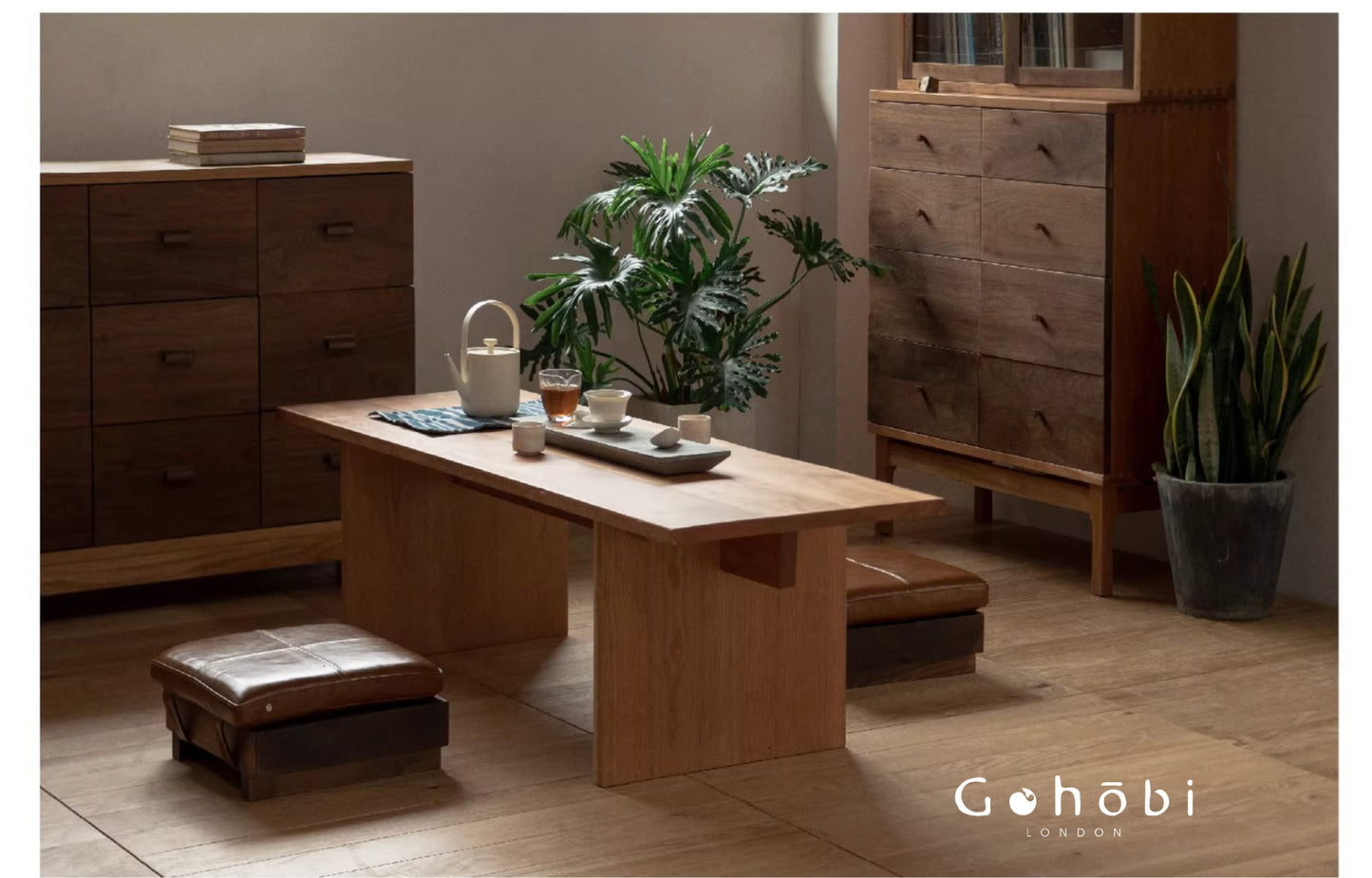 Gohobi Handmade Solid Wood Coffee Table – Japanese Modern Minimalist Tea Table for Living Room | FSC Certified Furniture