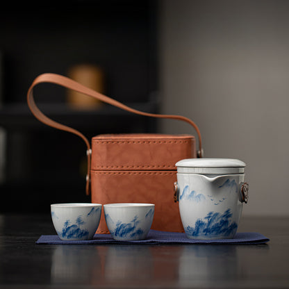 Gohobi Hand-painted Travel Teapot Gaiwan Set