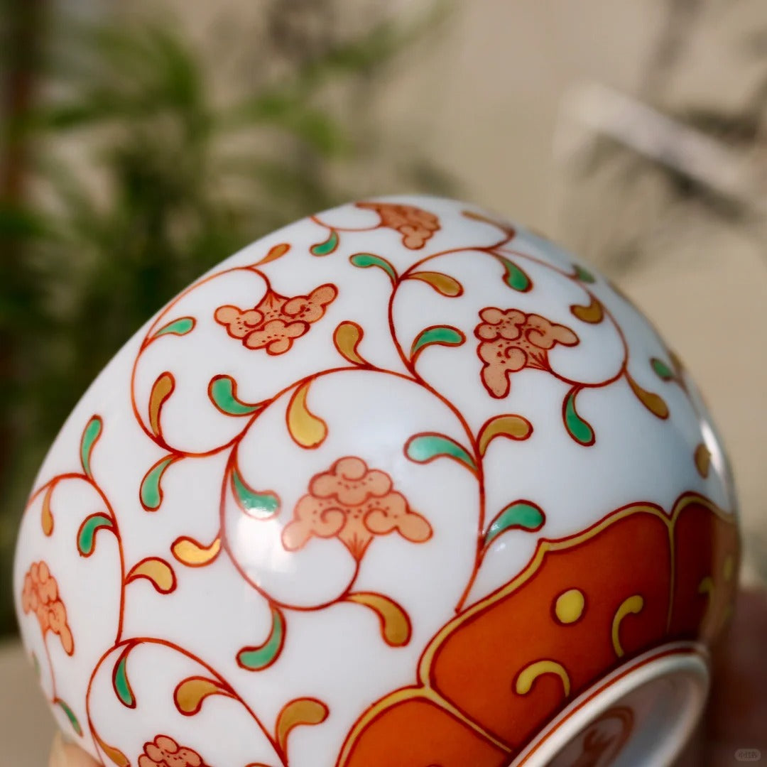 [清和堂 x Gohobi Gallery] Hand-painted Ganoderma Lucidum Pattern Egg Shape Coffee Cup Tea Cup