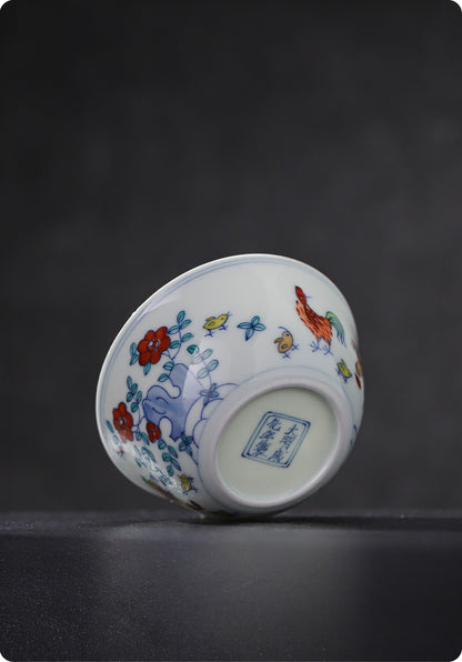 [Gohobi Gallery] Jingdezhen official ceramic hand-painted Chicken Gaiwan and Cup Set