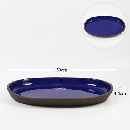 Gohobi Extra Large Oval Ikebana Bowl – Japanese Ceramic Flower Arrangement Vessel