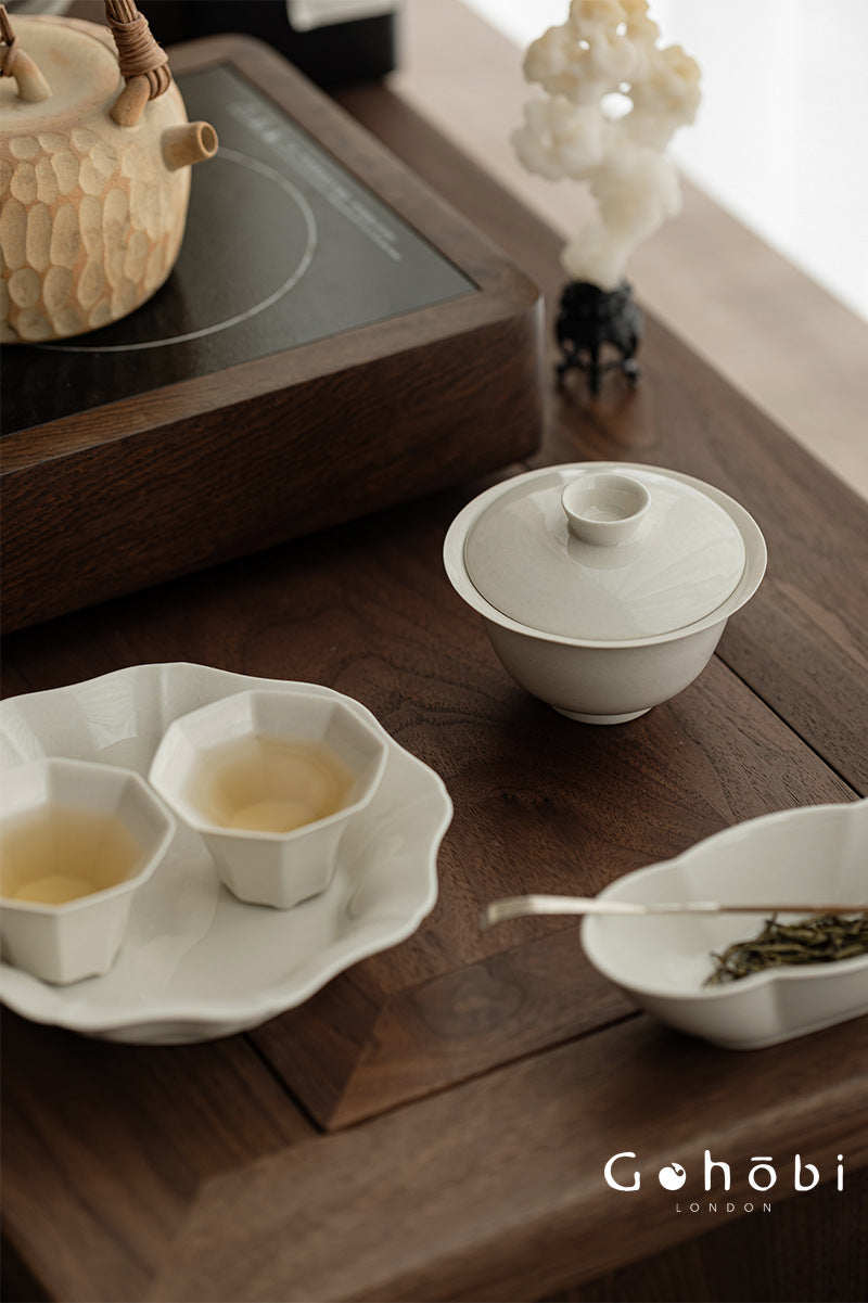 Gohobi Plant Ash Clay Gaiwan – Thin Porcelain Ceramic Covered Tea Bowl