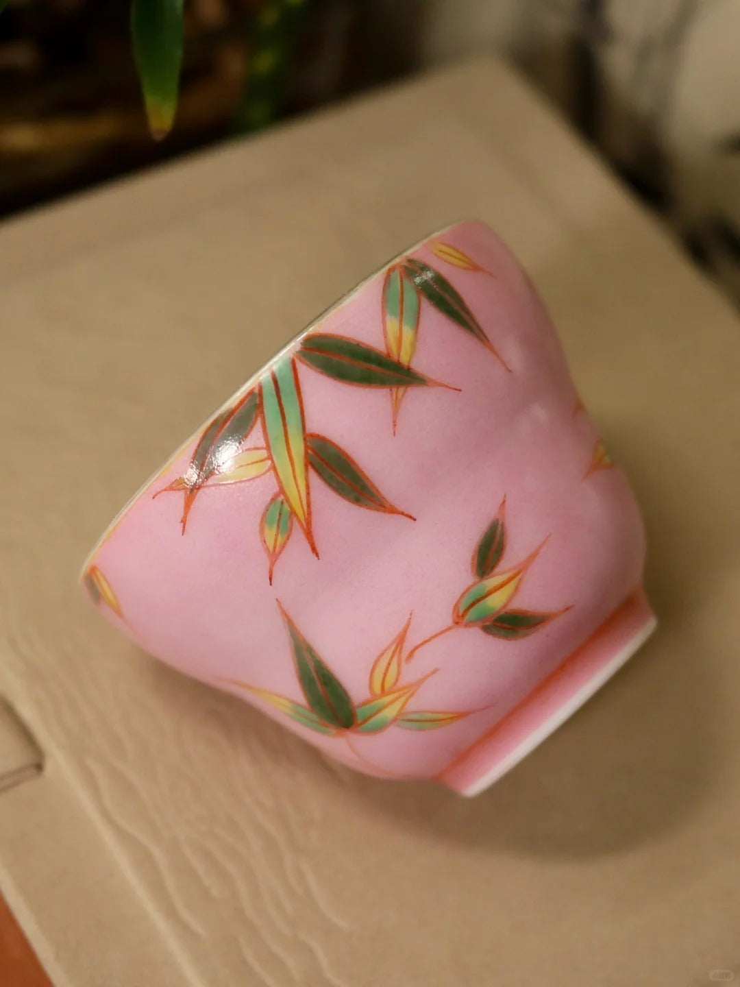 [清和堂 x Gohobi Gallery] Hand-painted Bamboo Leaf Pattern Tea Cup