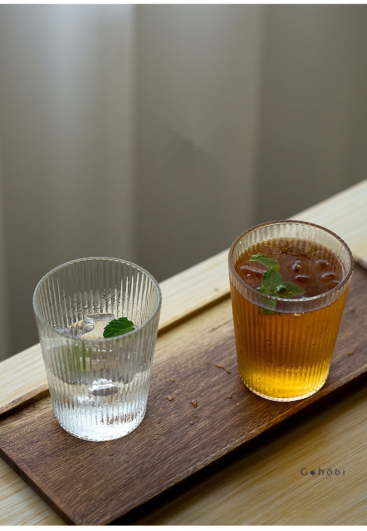 Gohobi Japanese Style Vertical Stripe Glass Tea Cup