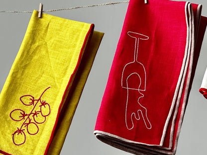 HereThe Linen Blend Napkins - Vine Tomatoes (Set of 2)