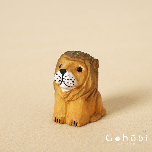Gohobi Handcrafted Wooden Lion/ Leopard Ornament – Handmade Wooden Animal Sculpture Home Decor