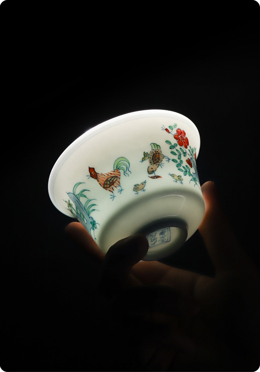 [Gohobi Gallery] Jingdezhen official ceramic hand-painted Chicken Gaiwan and Cup Set