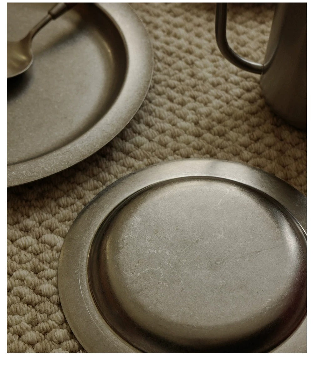 Gohobi Retro Stainless Steel Shallow Dessert Plate