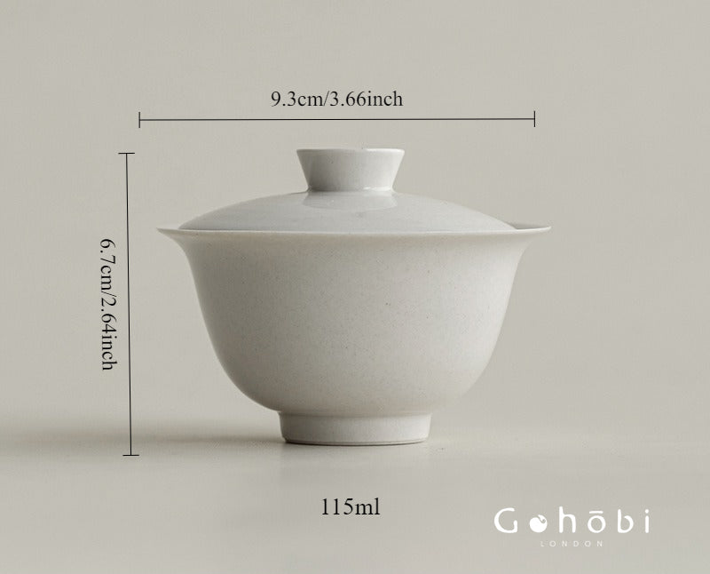 Gohobi Plant Ash Clay Gaiwan – Thin Porcelain Ceramic Covered Tea Bowl