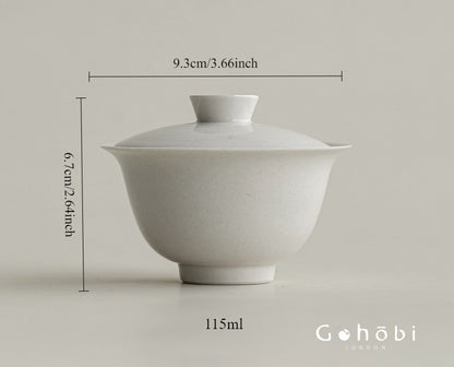 Gohobi Plant Ash Clay Gaiwan – Thin Porcelain Ceramic Covered Tea Bowl