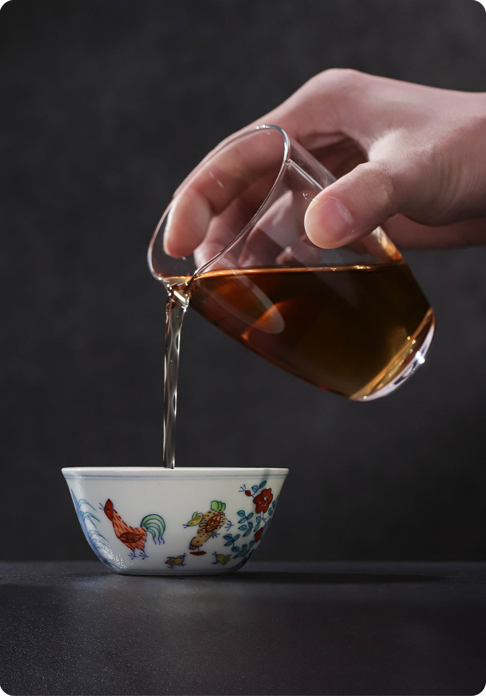 [Gohobi Gallery] Jingdezhen official ceramic hand-painted Chicken Gaiwan and Cup Set