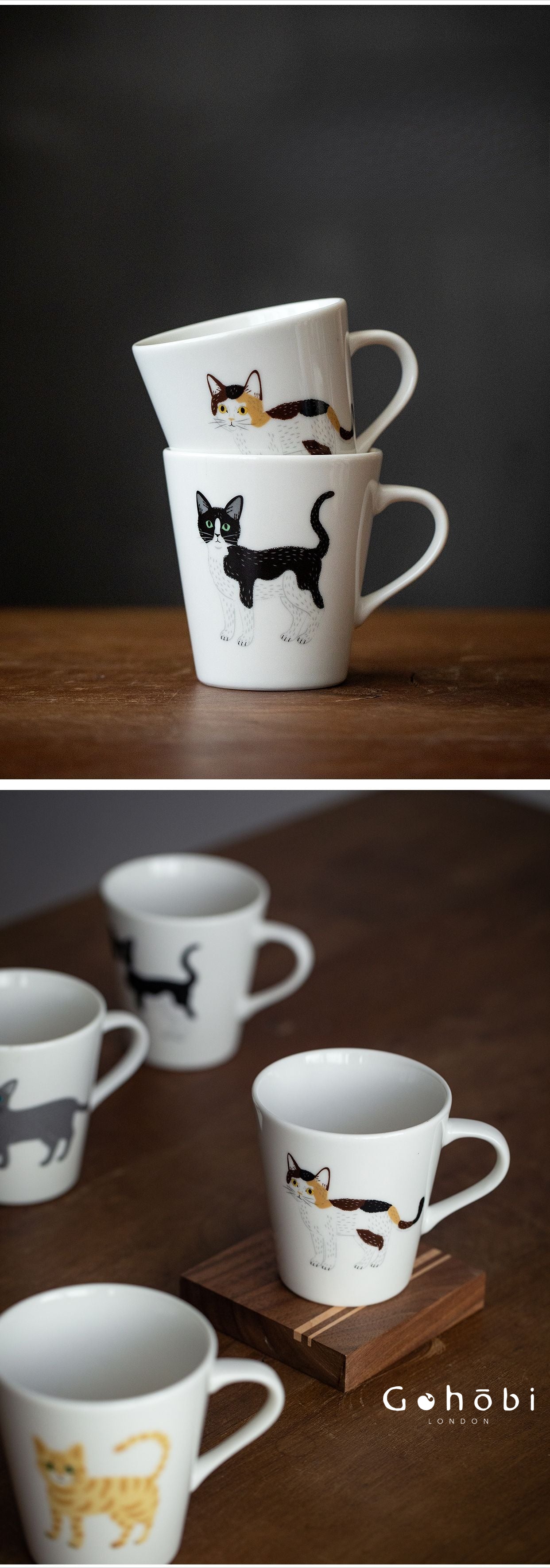 Gohobi Japanese Minoyaki Cute Cat Ceramic Mug [Made in Japan]