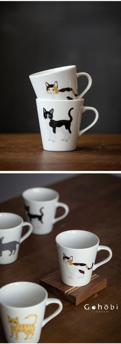 Gohobi Japanese Minoyaki Cute Cat Ceramic Mug [Made in Japan]