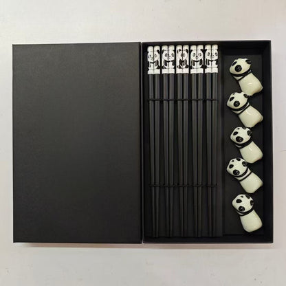 Gohobi A Set of 5 Pairs of Wooden Chopsticks and Rests