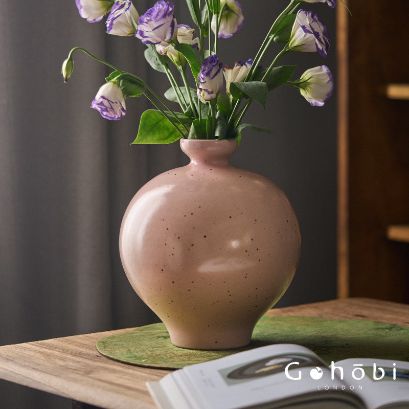 Gohobi Jingdezhen Handmade Ceramic Vase – Coarse Pottery Retro Spherical Flower Vase