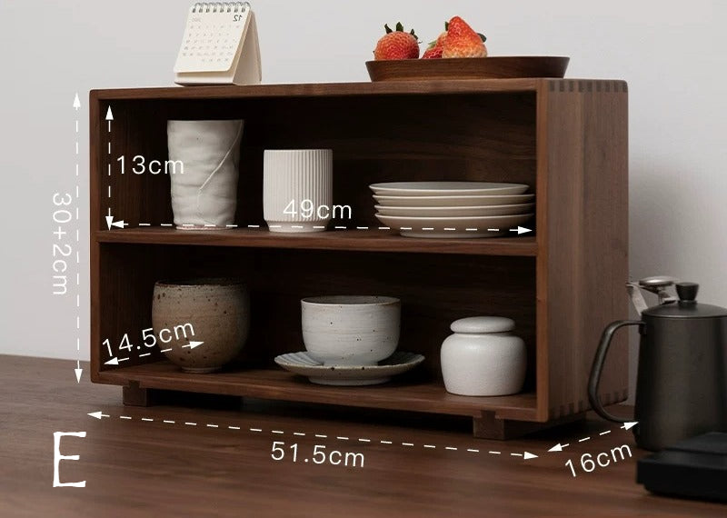 Gohobi Black Walnut Storage Cabinet – Solid Wood Medieval Style Tea and Tableware Cabinet