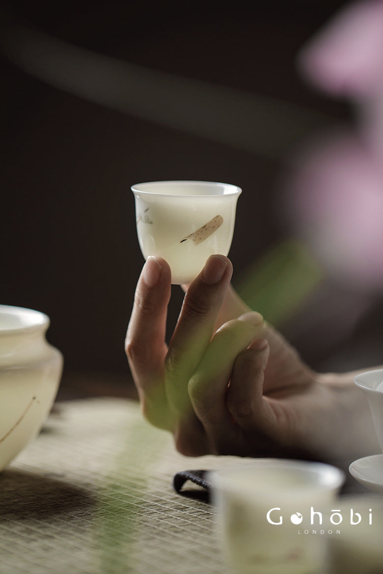 Gohobi Sweet White Porcelain Teacup – Handmade Thin Porcelain Gongfu Master Cup