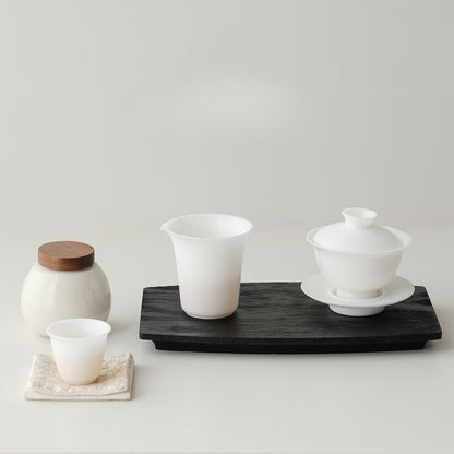 Plateau noir en bois carbonisé de style japonais Gohobi Wabi-Sabi 003