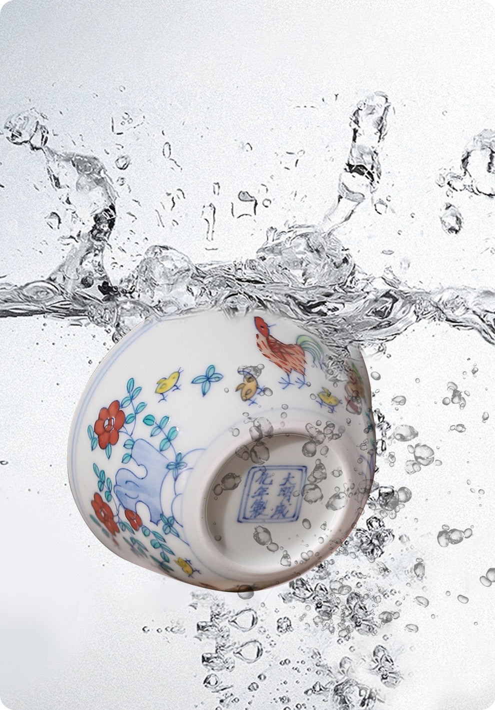 [Gohobi Gallery] Jingdezhen official ceramic hand-painted Chicken Gaiwan and Cup Set