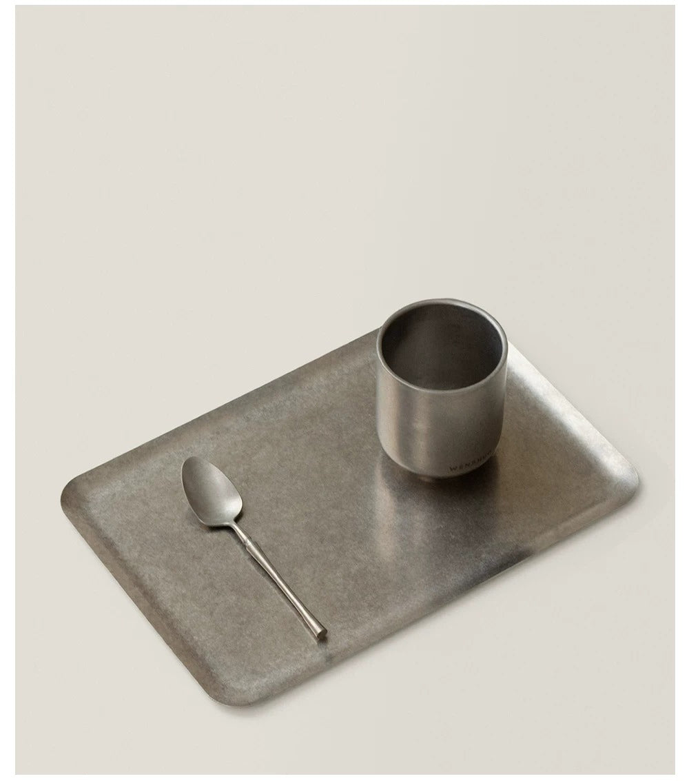 Gohobi Japanese-Style Distressed 304 Stainless Steel Serving Tray