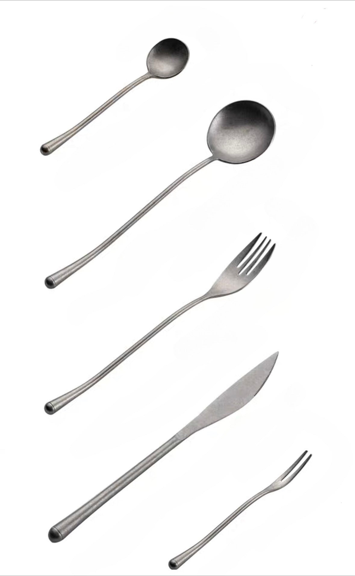 Gohobi A Set of 5 Pieces Stonewashed Stainless Steel Cutlery