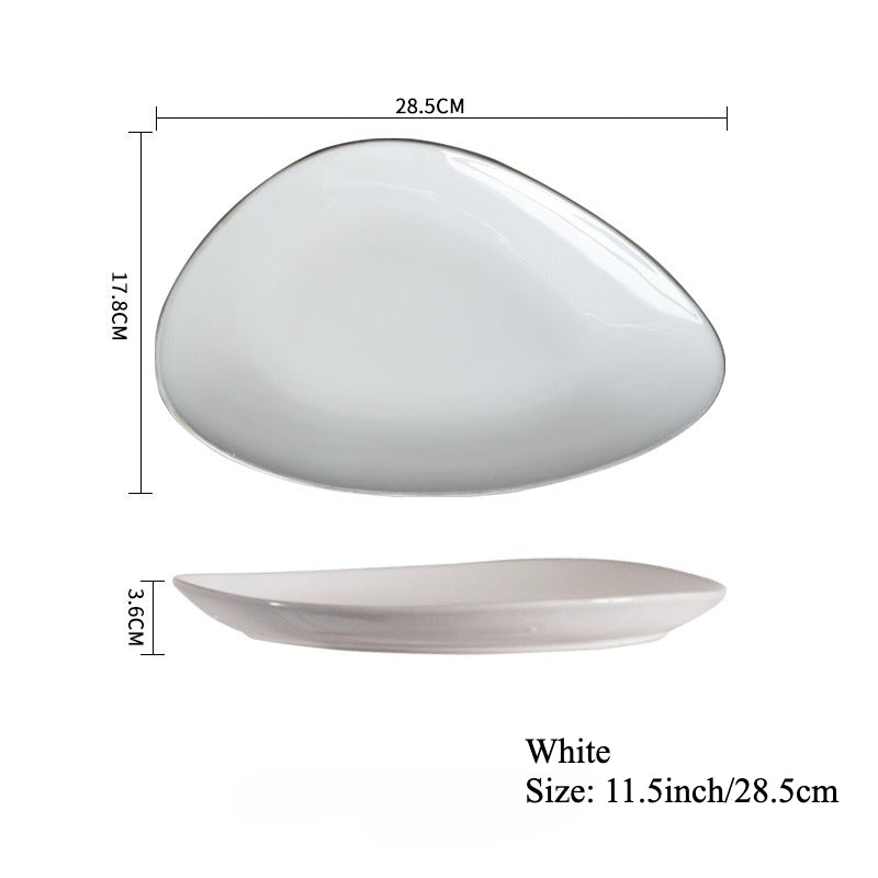 Gohobi Japanese Kiln-Glazed Irregular Oval Plate