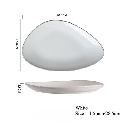 Gohobi Japanese Kiln-Glazed Irregular Oval Plate