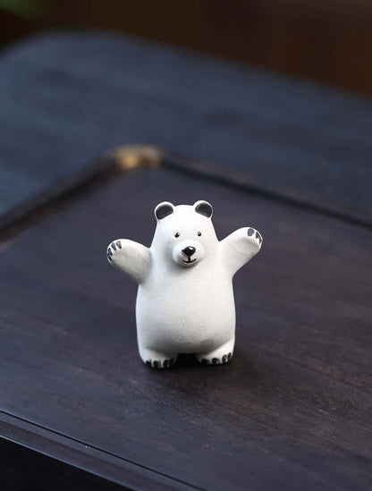 Gohobi Handmade Ceramic YiXing Clay Polar Bear Ornament Tea pet