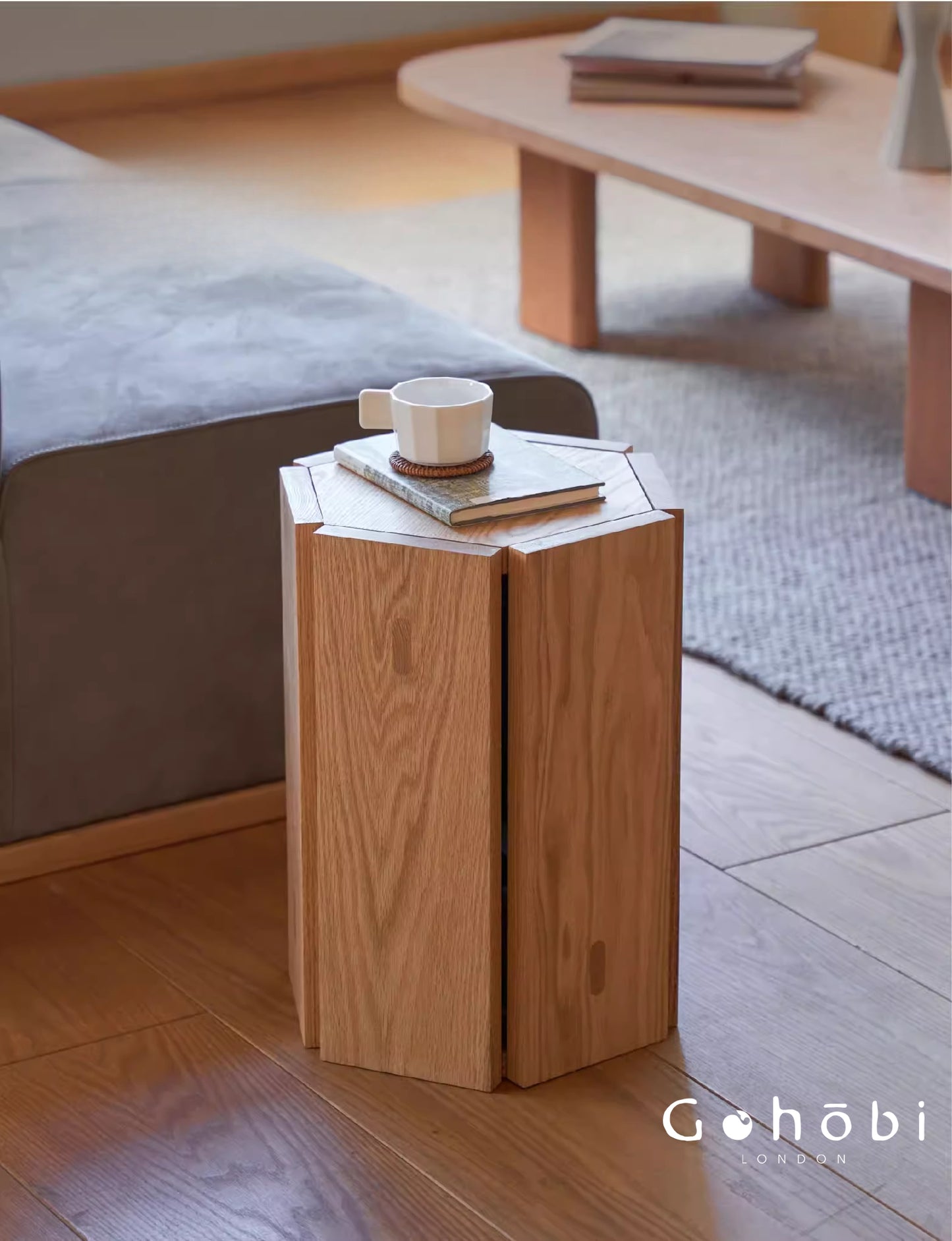 Gohobi Handmade Solid Wood Square Stool – Stackable Wooden Dining Stool Makeup Chair | FSC Certified Furniture, household makeup stool, Chinese square stool can be stacked dining table stool