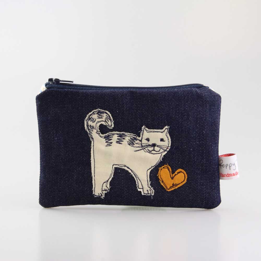 Gohobi x Poppy Treffry Cat Embroidered Purse [Made in the UK]